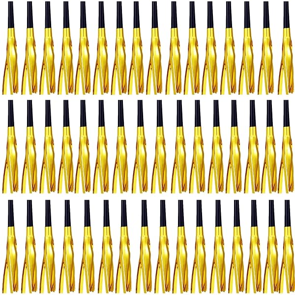 LCPQMZGH LCPQMZGH 48 Pcs Gold Glitter Noise Makers for Baby Showers Kids Birthdays Weddings New Year Party Favors