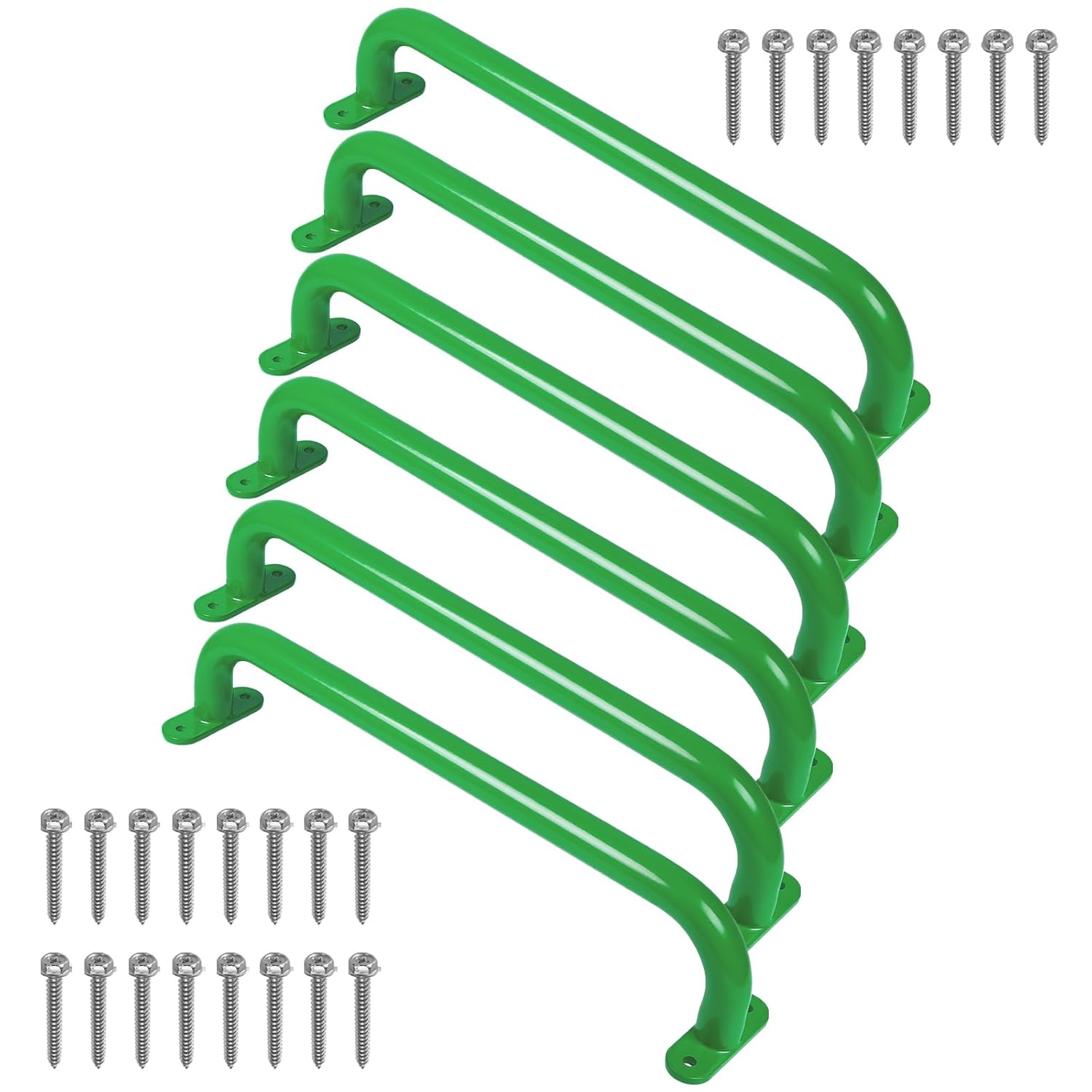 Purife Purife 17.2 Inch Green Playground Handles Pack of 6 for Outdoor Swing Sets and Indoor Kids Climbing Monkey Bars