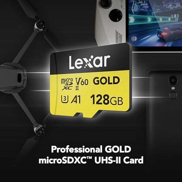 Lexar Lexar 128GB Professional Gold Micro SD Card - UHS-II, 4K UHD, Fast 280/100 MB/s for Drones & Action Cameras - View 4 of 9