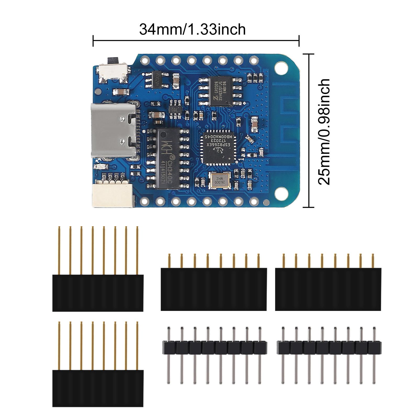ACEIRMC 10pcs WeMos D1 Mini V4.0.0 Type-C USB WiFi IoT Board ESP8266 4MB Compatible with Arduino MicroPython Nodemcu - View 2 of 6