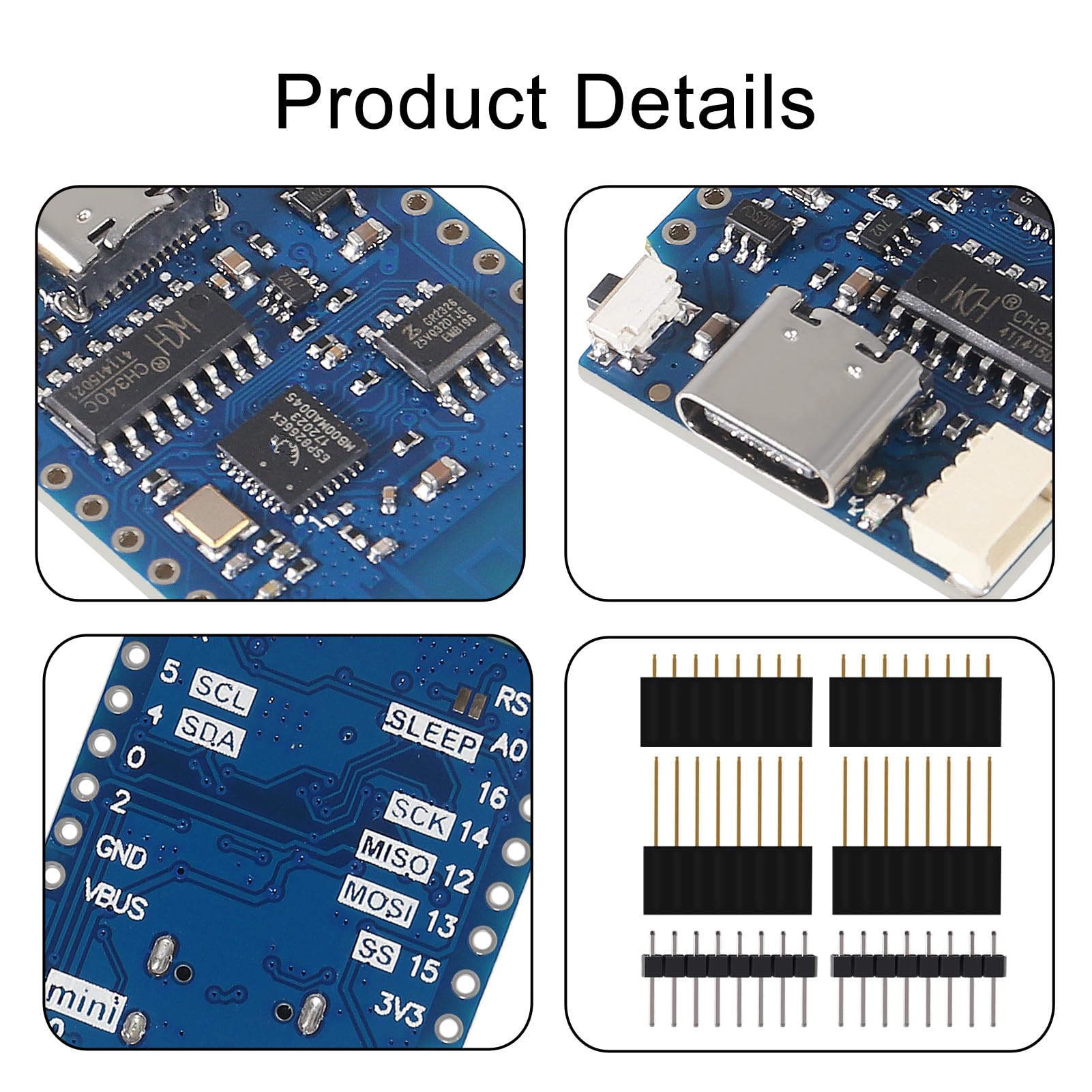 ACEIRMC 10pcs WeMos D1 Mini V4.0.0 Type-C USB WiFi IoT Board ESP8266 4MB Compatible with Arduino MicroPython Nodemcu - View 3 of 6