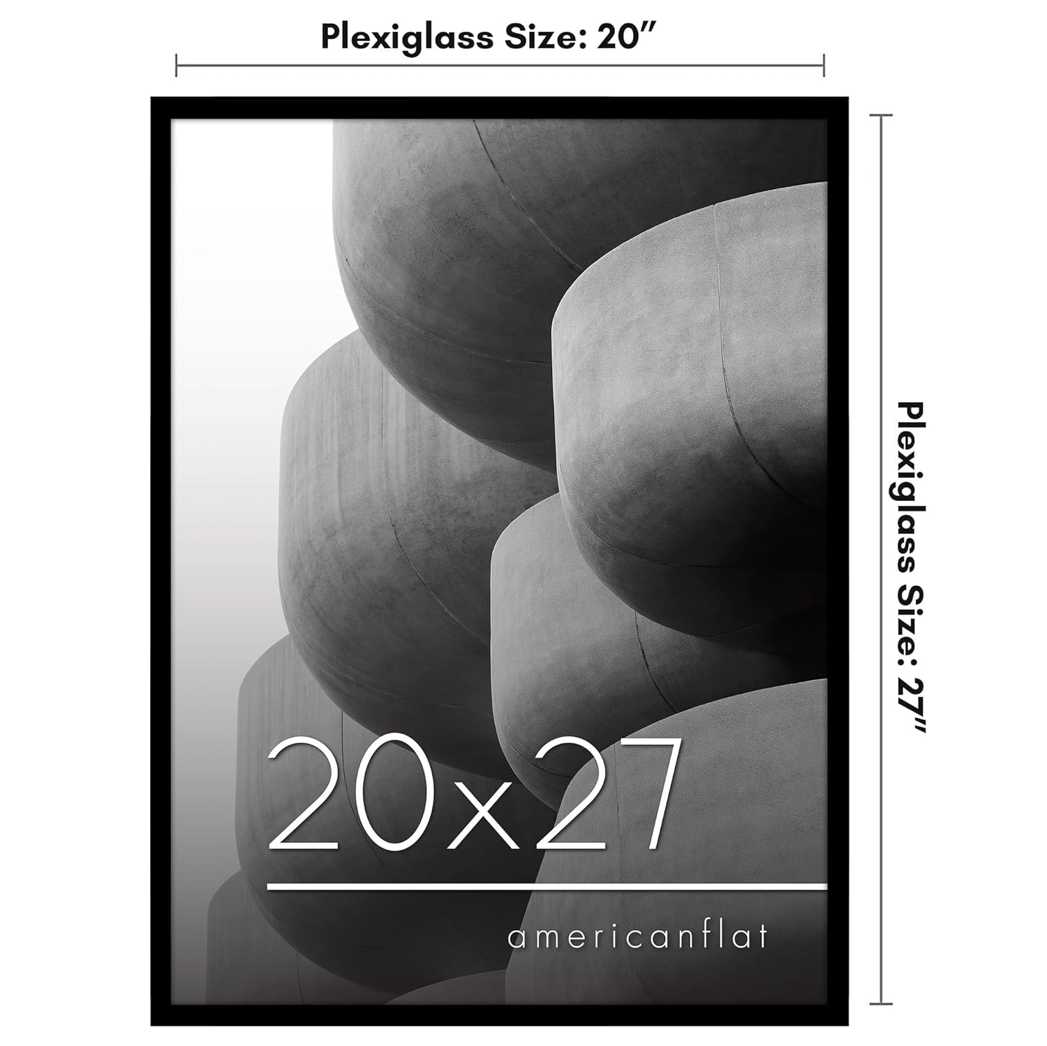 Americanflat Americanflat 20x27 Picture Frame Black with Polished Plexiglass Thin Border for Wall Display Hanging Hardware Included - View 2 of 7