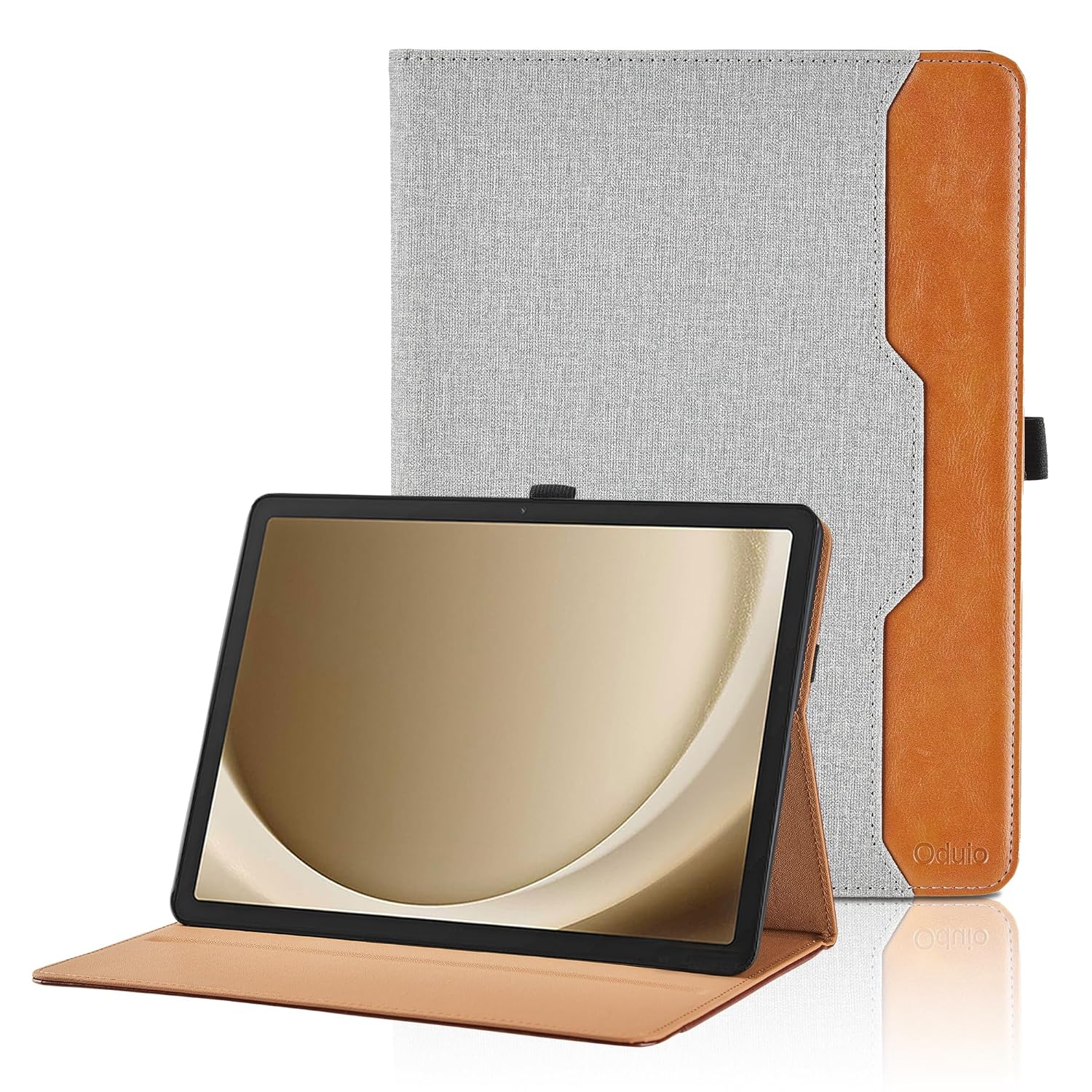 Samsung Galaxy Tab A9 Plus 11 Inch 2023 Case PU Leather Folio Stand with Hand Strap Pocket Auto Wake Sleep Smart Cover Gray