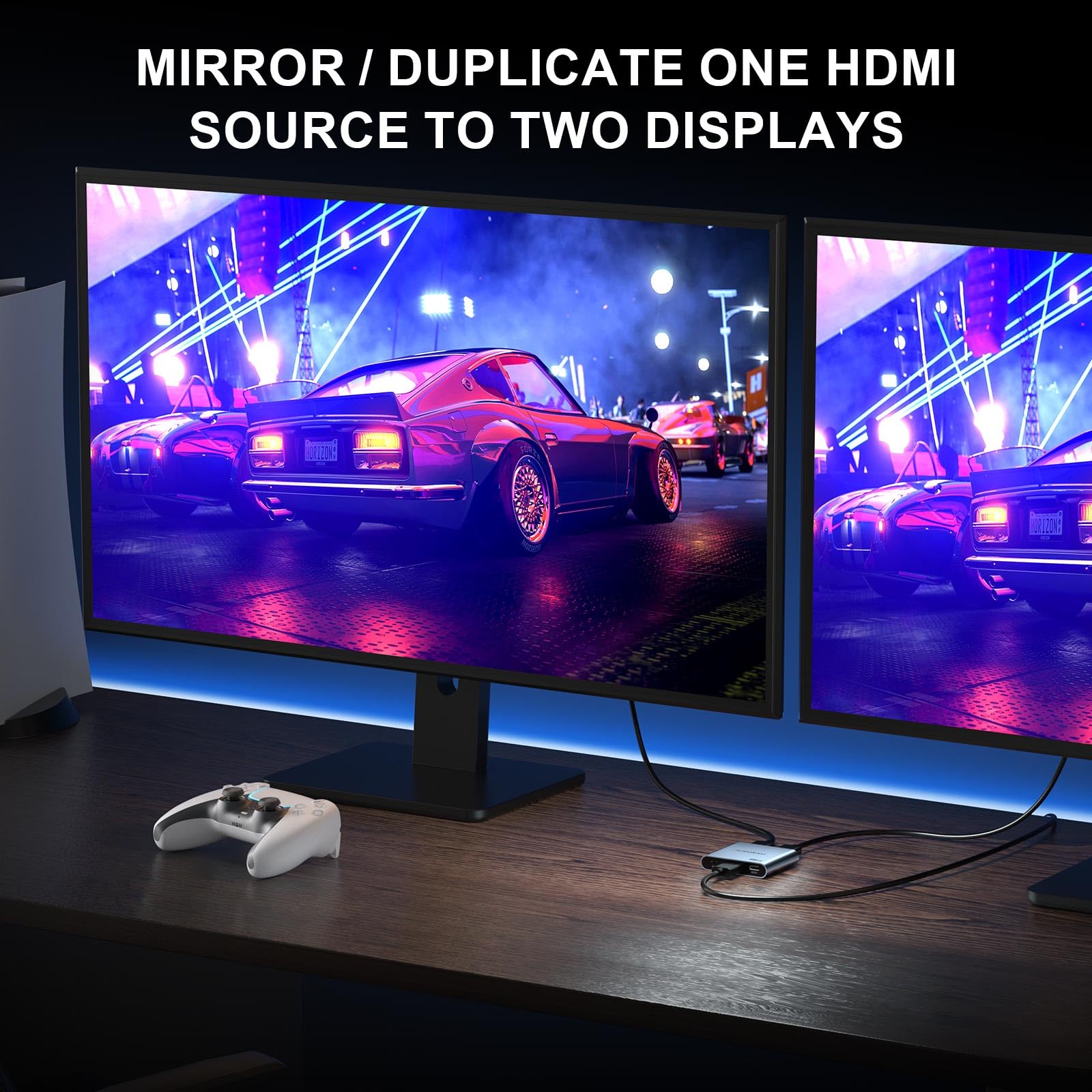 AVIDGRAM AVIDGRAM HDMI Splitter 1 in 2 Out 4K 60Hz Dual Display Support for PS4 Pro Xbox PS5 with Auto Copy and Downscaler Mode - View 2 of 7