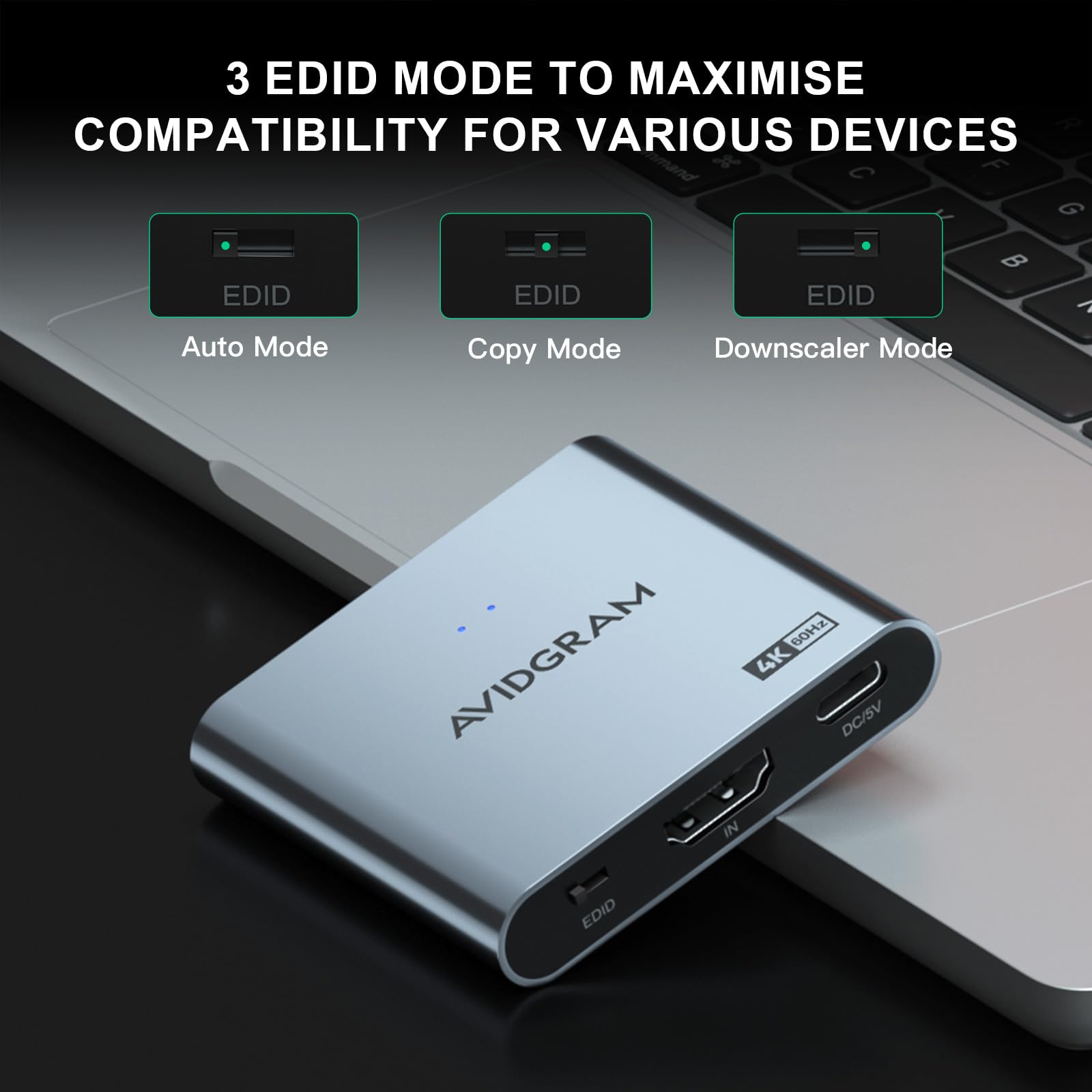 AVIDGRAM AVIDGRAM HDMI Splitter 1 in 2 Out 4K 60Hz Dual Display Support for PS4 Pro Xbox PS5 with Auto Copy and Downscaler Mode - View 4 of 7