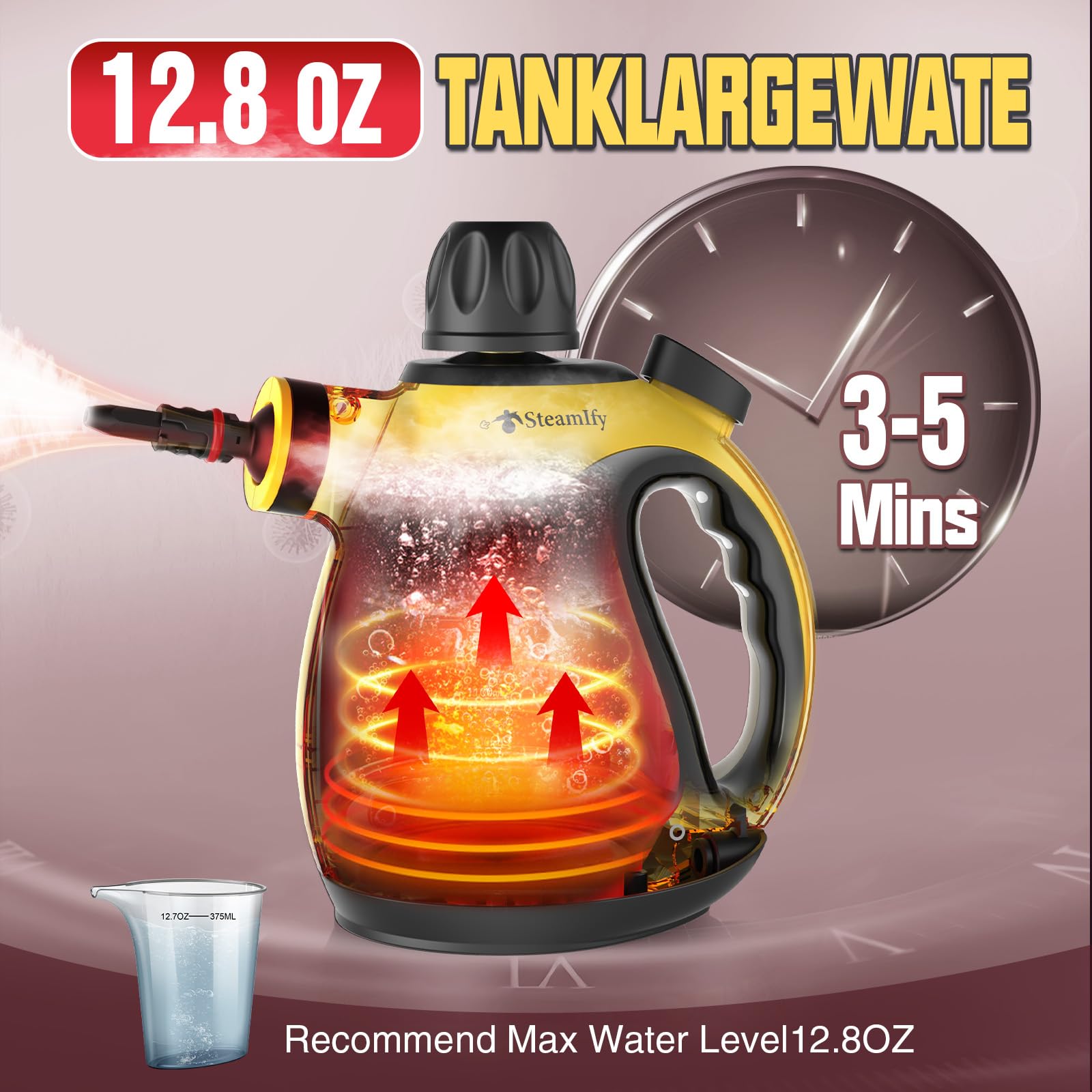 STEAMIFY STEAMIFY Handheld Steam Cleaner Multi-Surface Steamer with 12 Accessories for Home Car Bathroom Upholstery Grout Window Cleaning - View 4 of 5