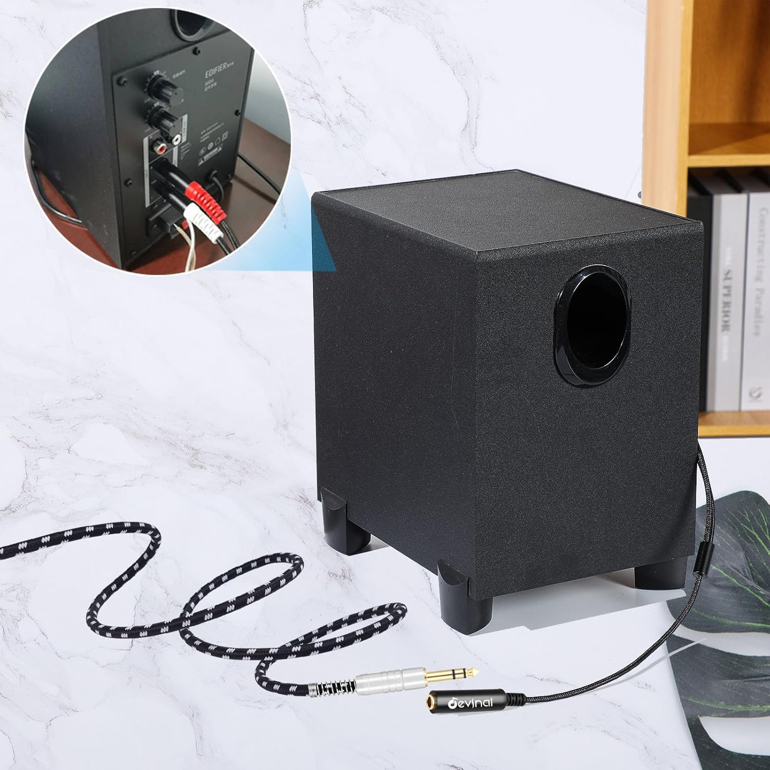 Devinal Devinal 1/4 TRS to Dual 1/4 TS Breakout Cable 1 ft Female Stereo to Dual 6.35mm TS Male Adapter Y Splitter Cable - View 3 of 6