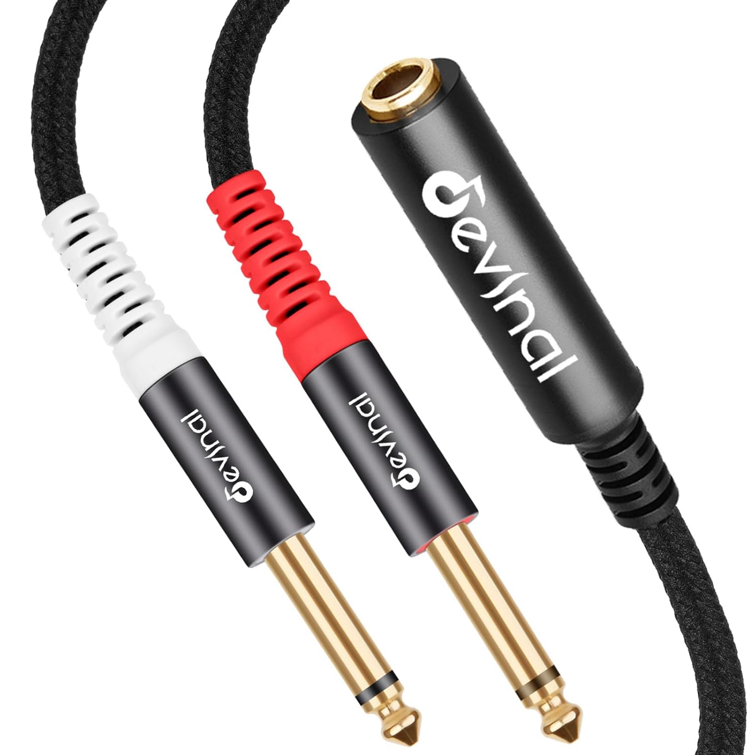 Devinal Devinal 1/4 TRS to Dual 1/4 TS Breakout Cable 1 ft Female Stereo to Dual 6.35mm TS Male Adapter Y Splitter Cable - View 6 of 6