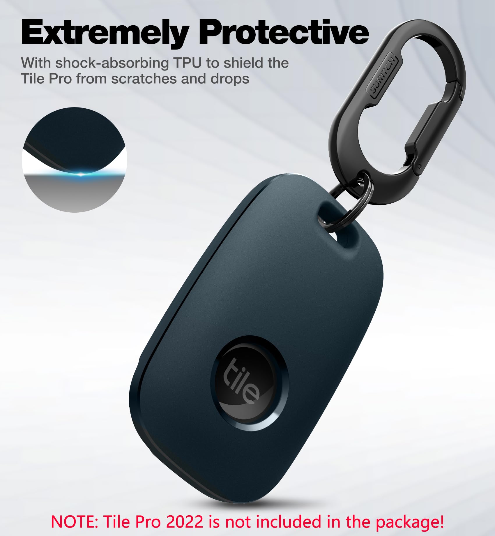 SURITCH SURITCH Tile Pro 2022 Case with Anti-Lost Carabiner Protective Cover Keychain in Greenish Blue - View 6 of 7