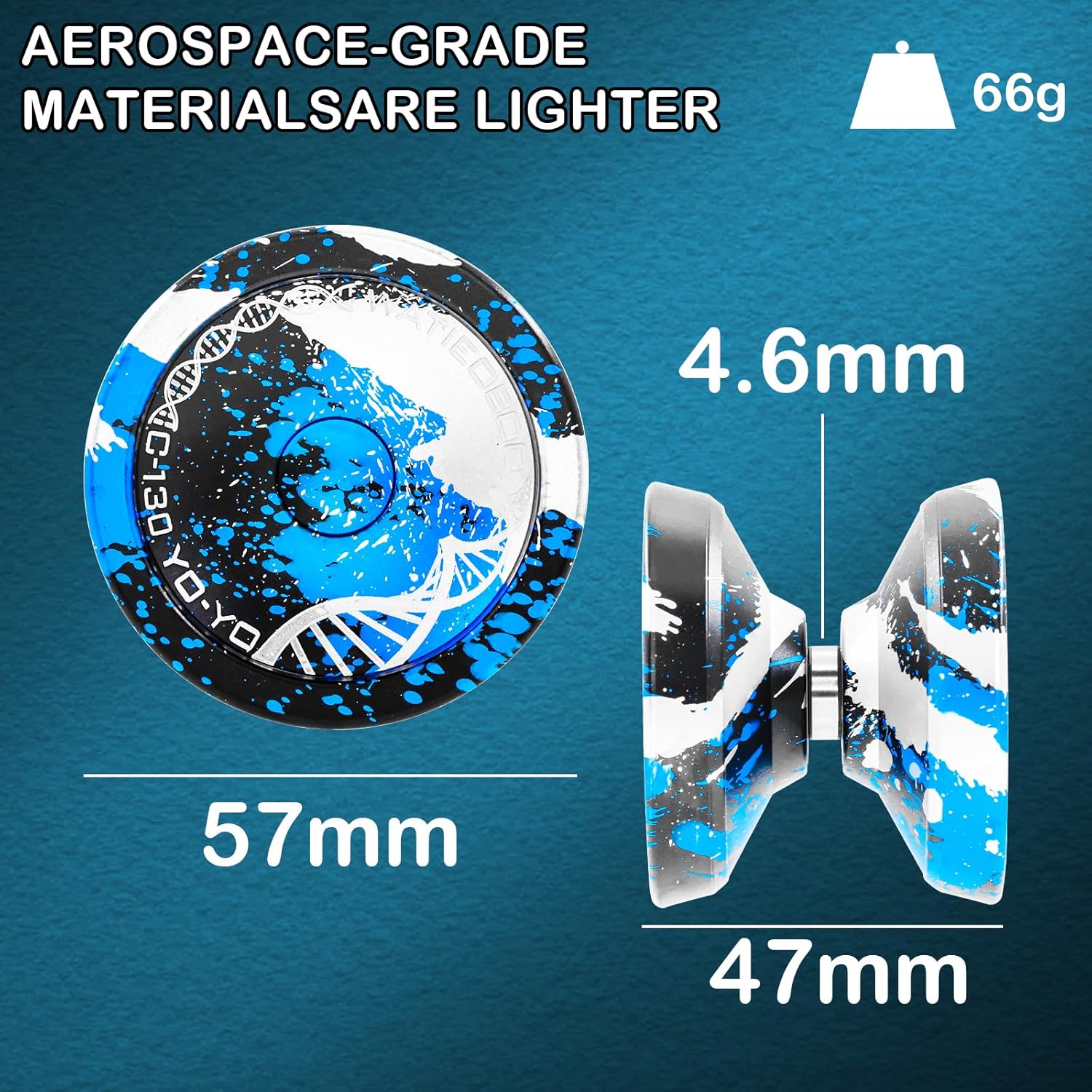 WATIEOBOO WATIEOBOO Responsive Yoyo Professional Trick Yoyo for Kids and Adults Beginner Metal Unresponsive Yoyos with Strings Removal Tool Black Blue Silver - View 3 of 6