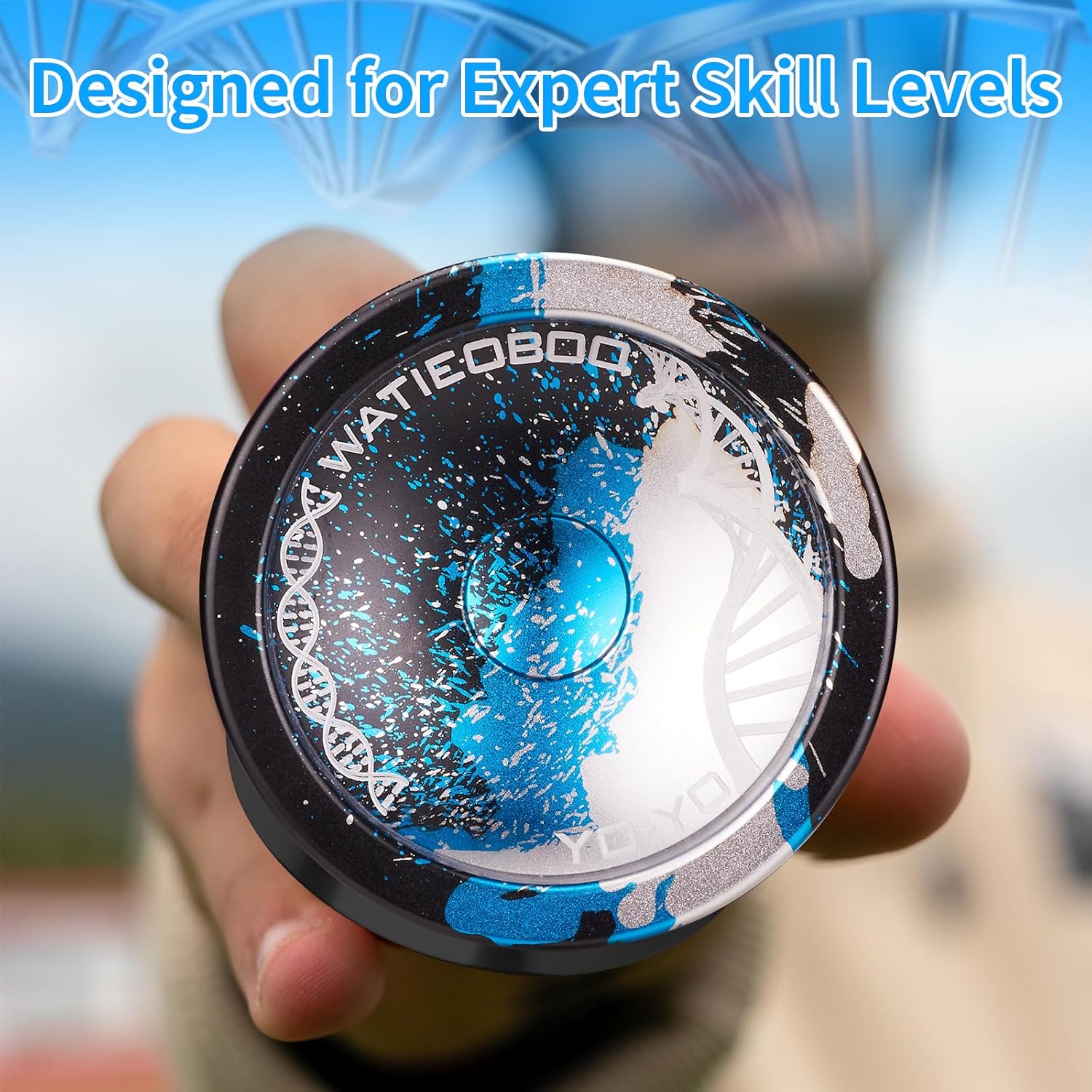 WATIEOBOO WATIEOBOO Responsive Yoyo Professional Trick Yoyo for Kids and Adults Beginner Metal Unresponsive Yoyos with Strings Removal Tool Black Blue Silver - View 4 of 6