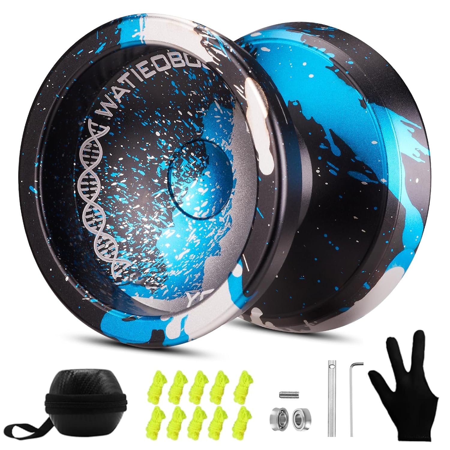 WATIEOBOO WATIEOBOO Responsive Yoyo Professional Trick Yoyo for Kids and Adults Beginner Metal Unresponsive Yoyos with Strings Removal Tool Black Blue Silver