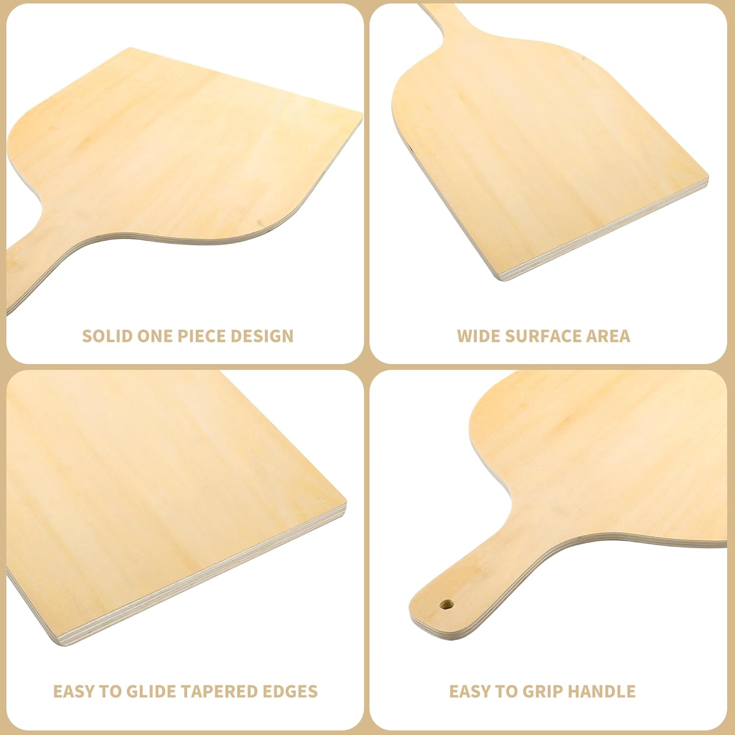 KEJJNYER KEJJNYER 5 Pack Wooden Pizza Peel 12 Inch Large Wood Pizza Paddle Spatula for Oven Baking with Handle - View 3 of 8
