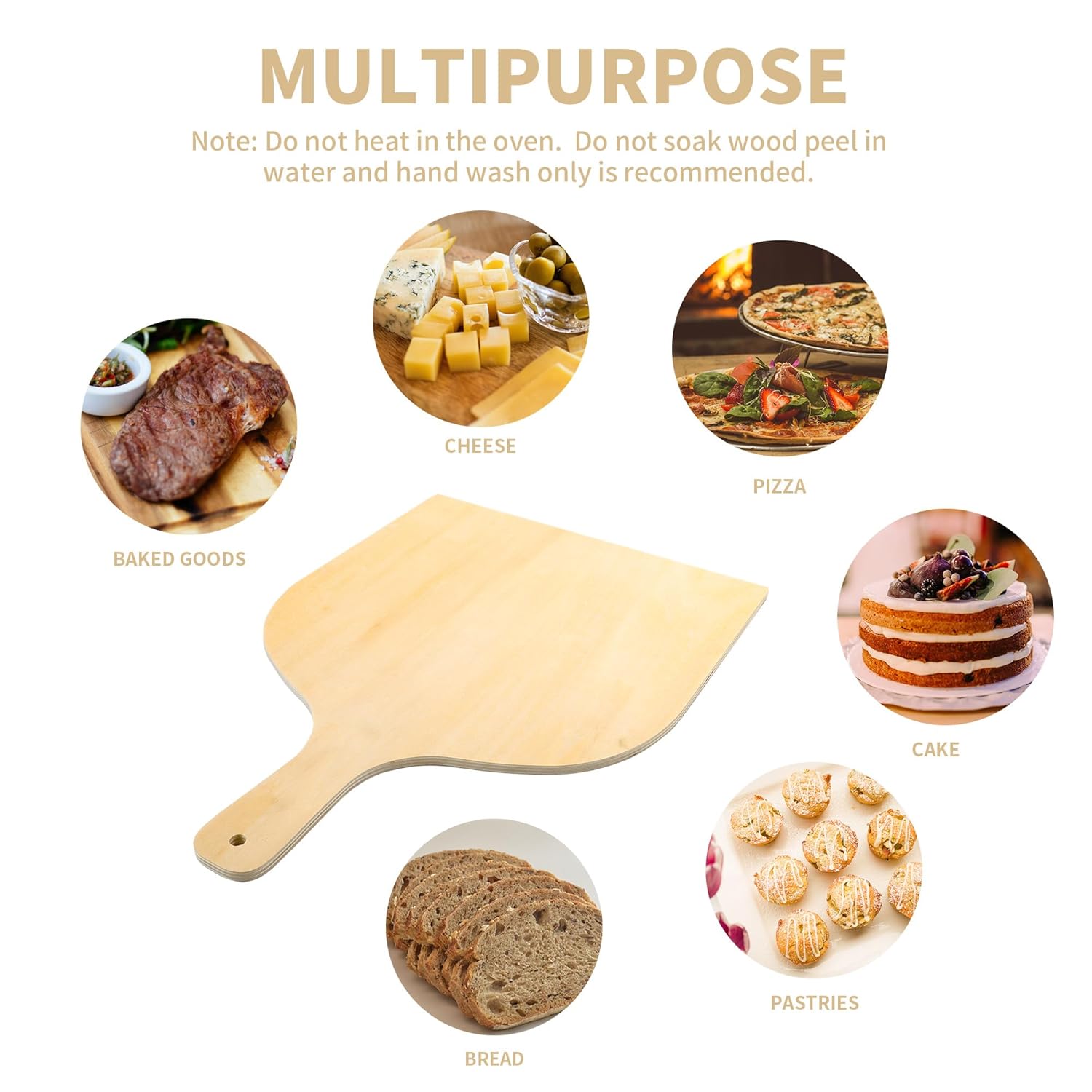 KEJJNYER KEJJNYER 5 Pack Wooden Pizza Peel 12 Inch Large Wood Pizza Paddle Spatula for Oven Baking with Handle - View 5 of 8