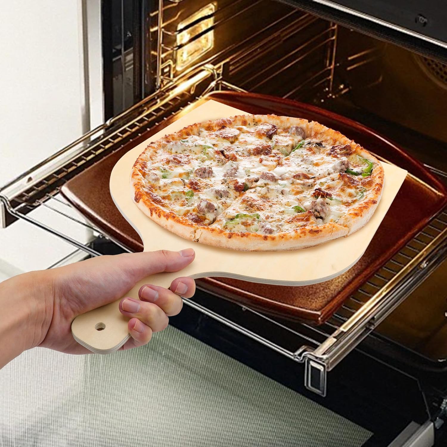 KEJJNYER KEJJNYER 5 Pack Wooden Pizza Peel 12 Inch Large Wood Pizza Paddle Spatula for Oven Baking with Handle - View 6 of 8