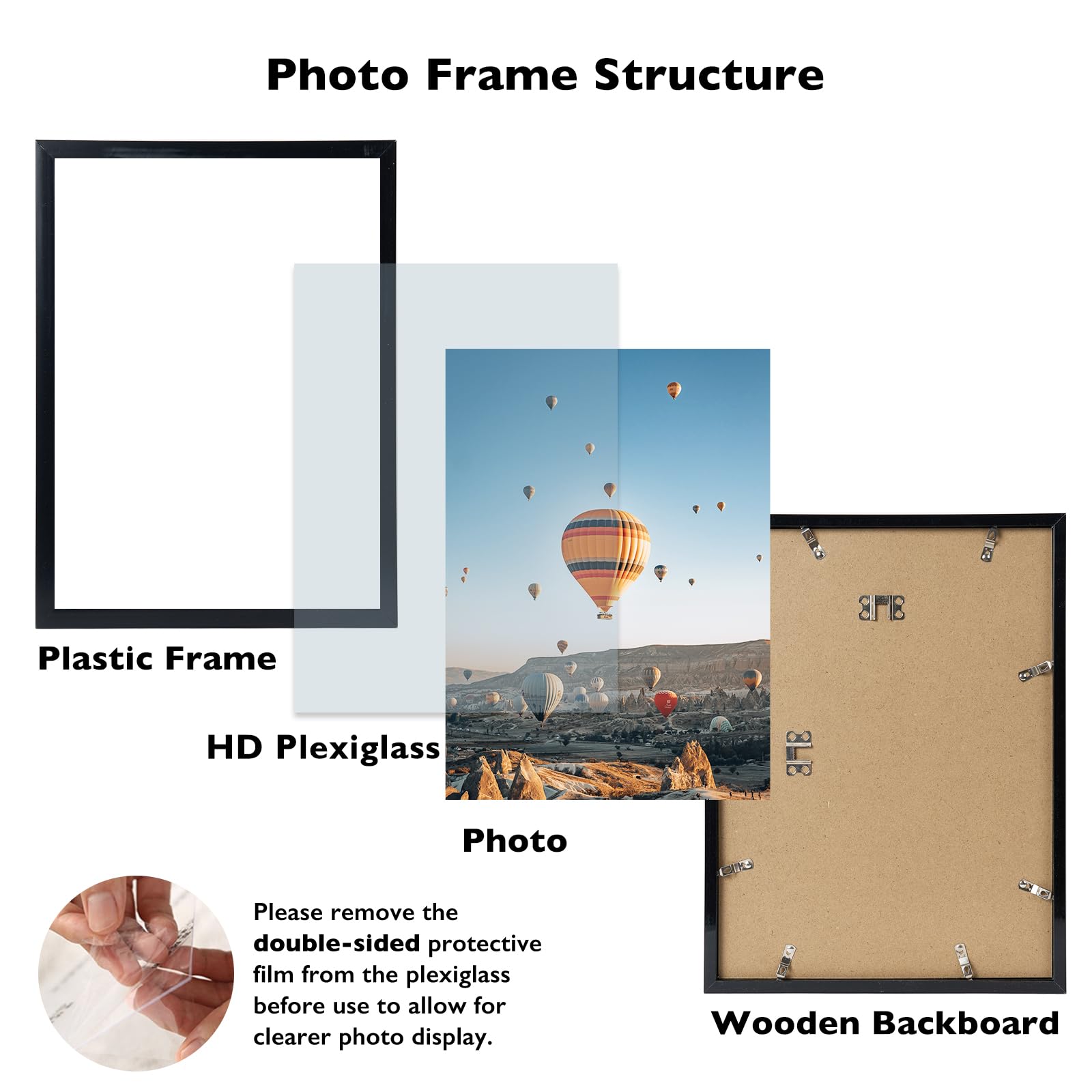 JCJMY JCJMY 10x15 Black Picture Frame for Wall Hanging Horizontally or Vertically Shatter Resistant Plexiglass Ideal for Gallery Display - View 2 of 7