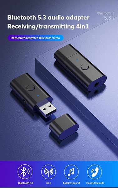 Gentechvvybuy Bluetooth 5.3 Transmitter Receiver Wireless USB Adapter for TV PC Home Car Stereo Low Latency Music Streaming Handsfree Calls - View 5 of 11