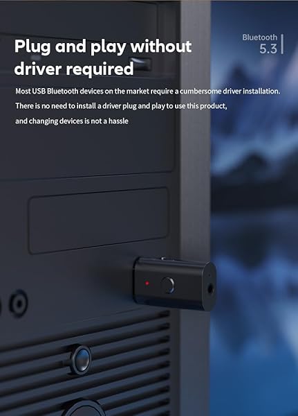 Gentechvvybuy Bluetooth 5.3 Transmitter Receiver Wireless USB Adapter for TV PC Home Car Stereo Low Latency Music Streaming Handsfree Calls - View 6 of 11