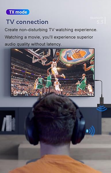Gentechvvybuy Bluetooth 5.3 Transmitter Receiver Wireless USB Adapter for TV PC Home Car Stereo Low Latency Music Streaming Handsfree Calls - View 7 of 11