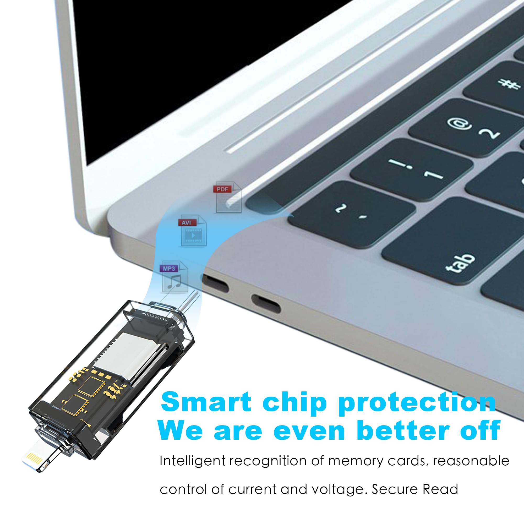 Darcappria 2 in 1 SD Card Reader for iPhone 15 14 13 Pro Max iPad Mini MacBook Plug and Play Micro SD TF Card Reader with Lightning and USB 3.0 Dual Slot - View 4 of 6