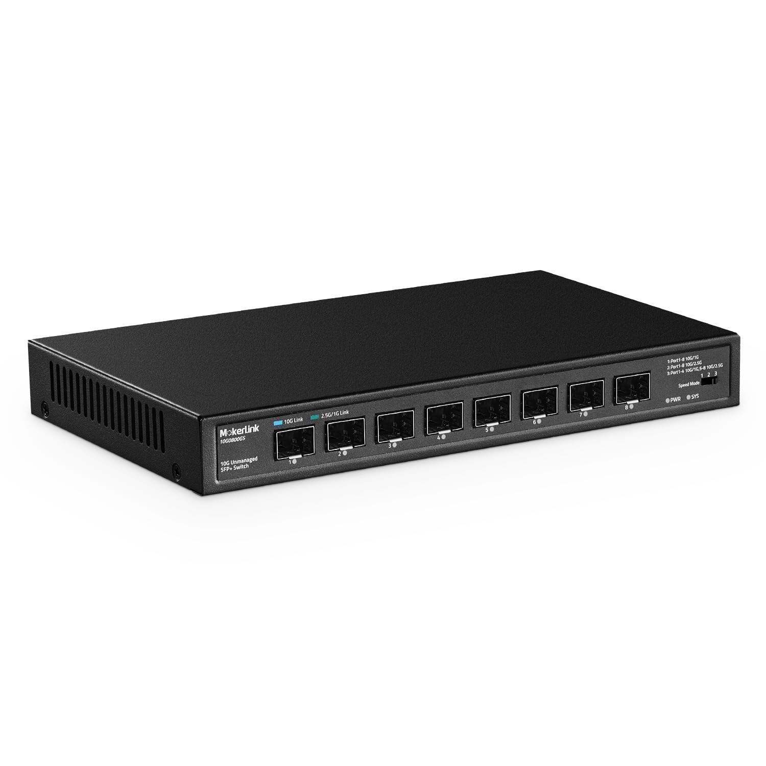 MokerLink Buy MokerLink 8 Port 10Gbps SFP+ Switch - Unmanaged, Fanless, 160Gbps Bandwidth, Supports 1G/2.5G/10G Modules