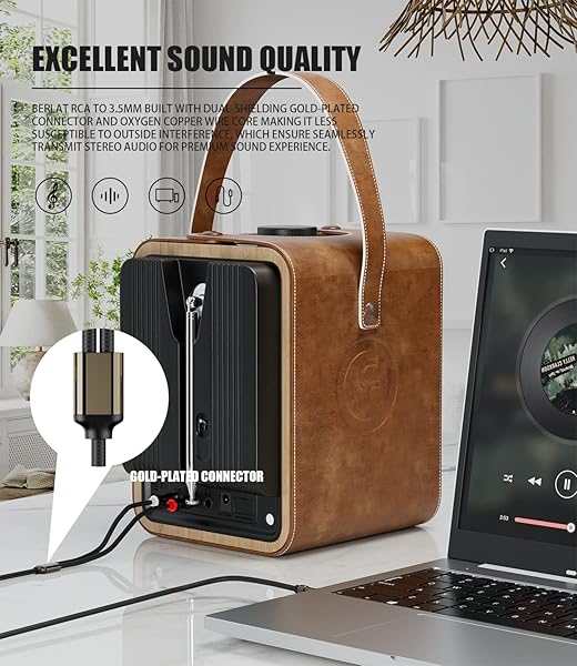 FAWETTY FAWETTY 3.5mm to 2RCA Cable Nylon Braided Audio Y Cord Gold-Plated Plugs for Smartphones MP3 Tablets HDTV Speaker 6.6ft Black - View 8 of 9