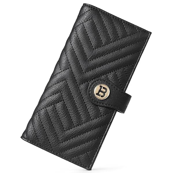 BOSTANTEN BOSTANTEN Slim Leather Wallet for Women RFID Blocking Bifold Credit Card Holder with Zipper Pocket in Black