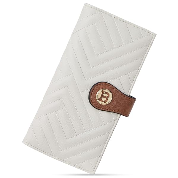 BOSTANTEN BOSTANTEN Slim Leather Wallet for Women RFID Blocking Bifold Credit Card Holder with Zipper Pocket in Beige and Brown