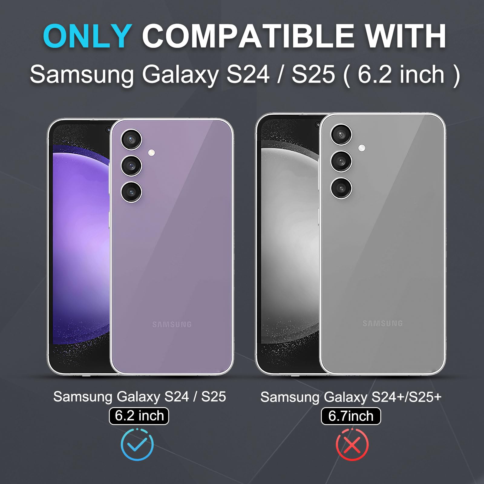 Janmitta Janmitta Heavy Duty Shockproof Case with Screen Protector for Samsung Galaxy S24 S25 Full Body Cover with Metal Ring Holder Kickstand Lavender 2025 - View 2 of 8