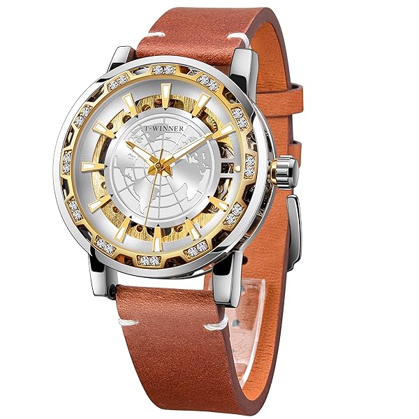 FORSINING Forsining Automatic Mechanical Watch for Men with Skeleton Dial and Leather Band