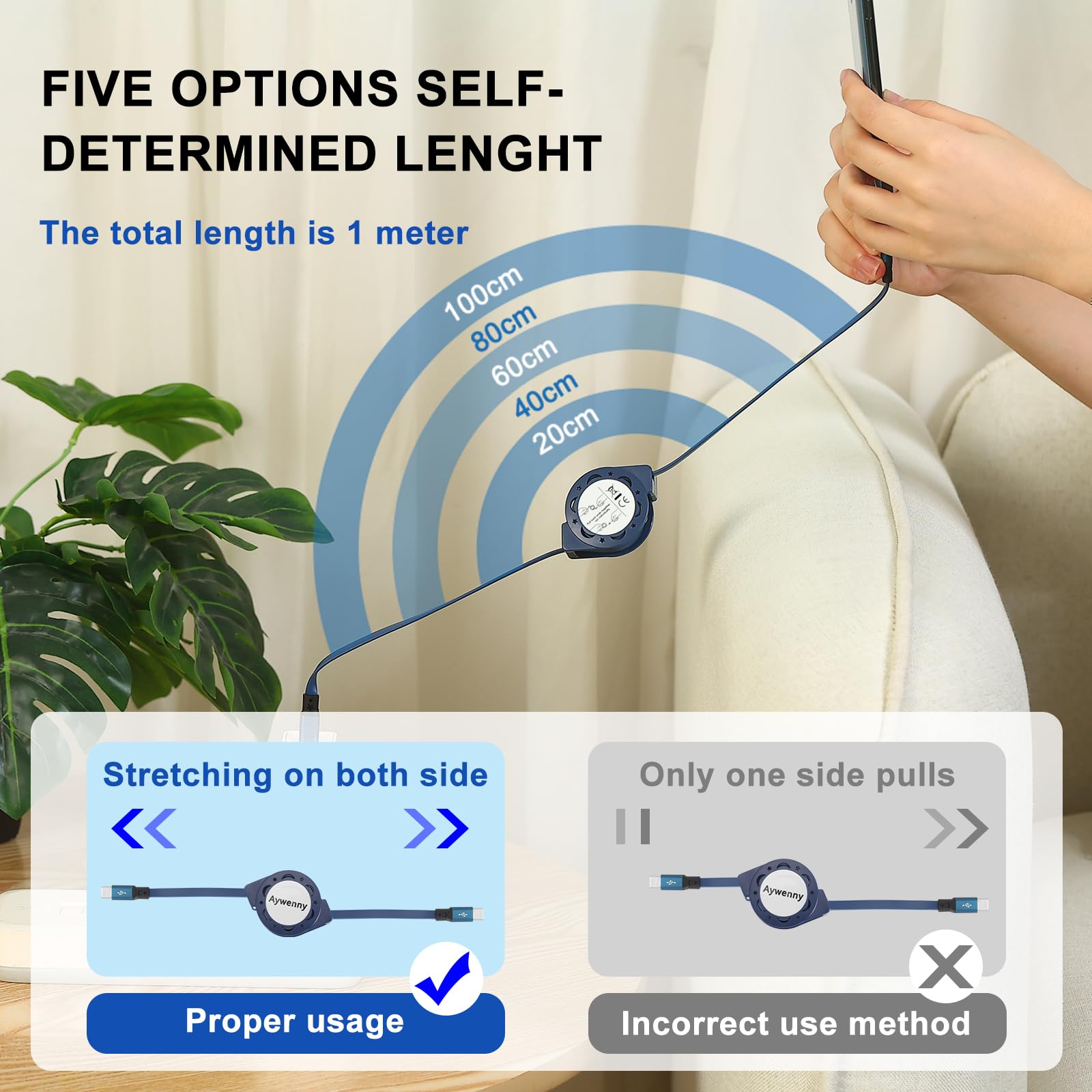 Aywenny Aywenny 60W USB C Charger Cable Fast Charging Data Sync Cord for iPhone 15 Plus Pro Max iPad Mini 6 Galaxy S23 3Pack 3.3FT - View 4 of 7