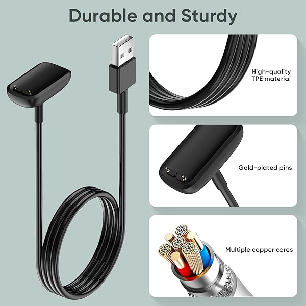 BLIKEJIN BLIKEJIN Charging Cable for Fitbit Charge 6 3.3ft Replacement Charger Fast Charging Accessory - View 6 of 9