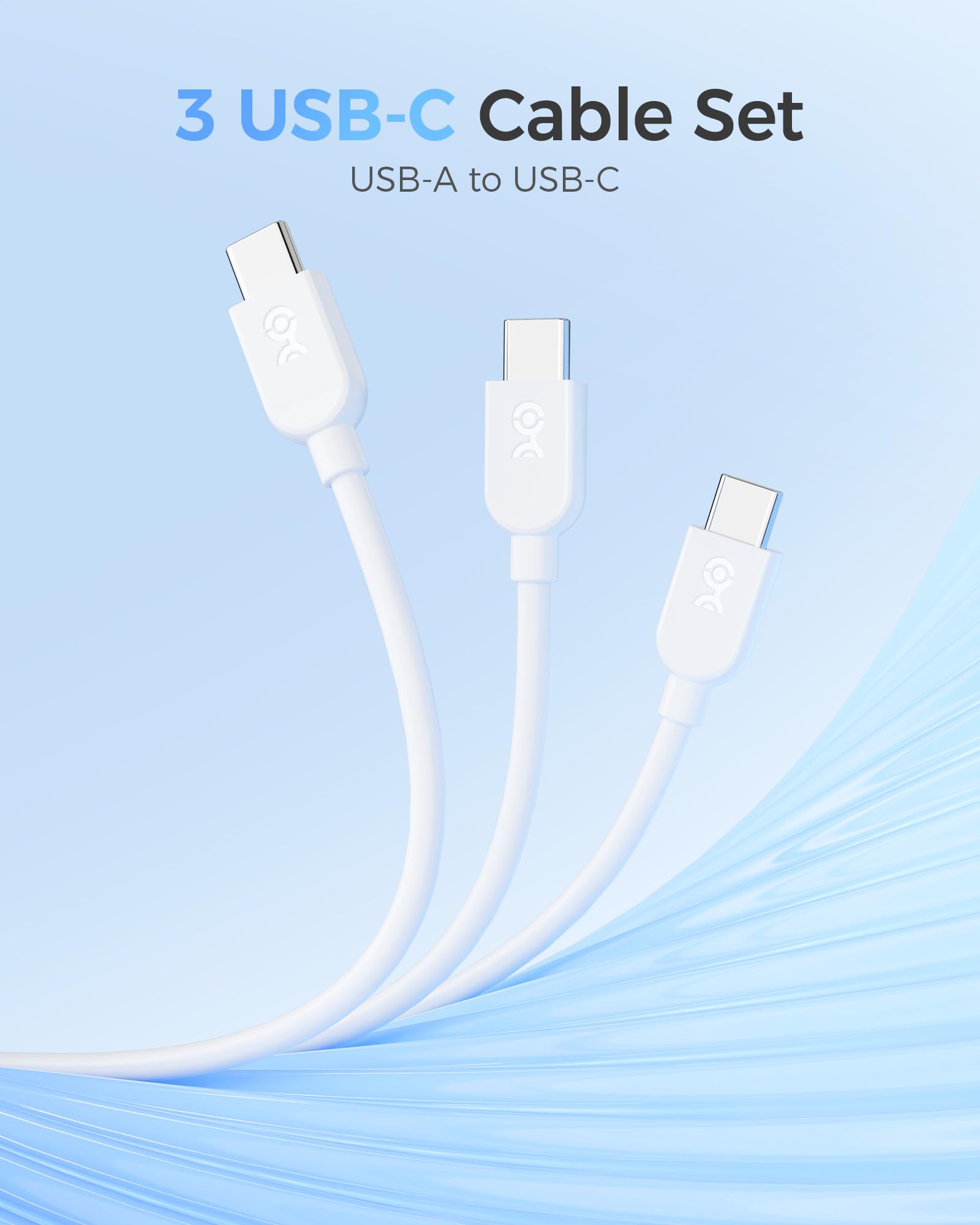 Cable Matters Cable Matters 3-Pack 6ft Flexible USB A to USB C Cable White for iPhone 16 15 Pro Max Plus Galaxy S23 Apple CarPlay Android Auto - View 2 of 7