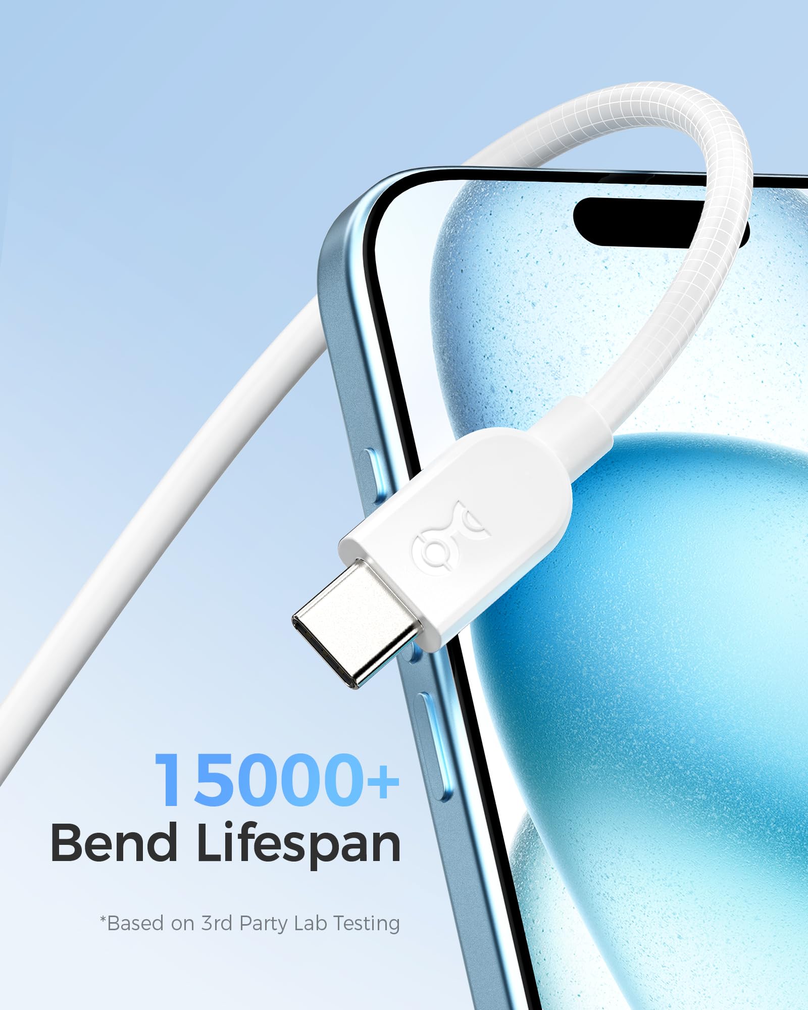 Cable Matters Cable Matters 3-Pack 6ft Flexible USB A to USB C Cable White for iPhone 16 15 Pro Max Plus Galaxy S23 Apple CarPlay Android Auto - View 4 of 7