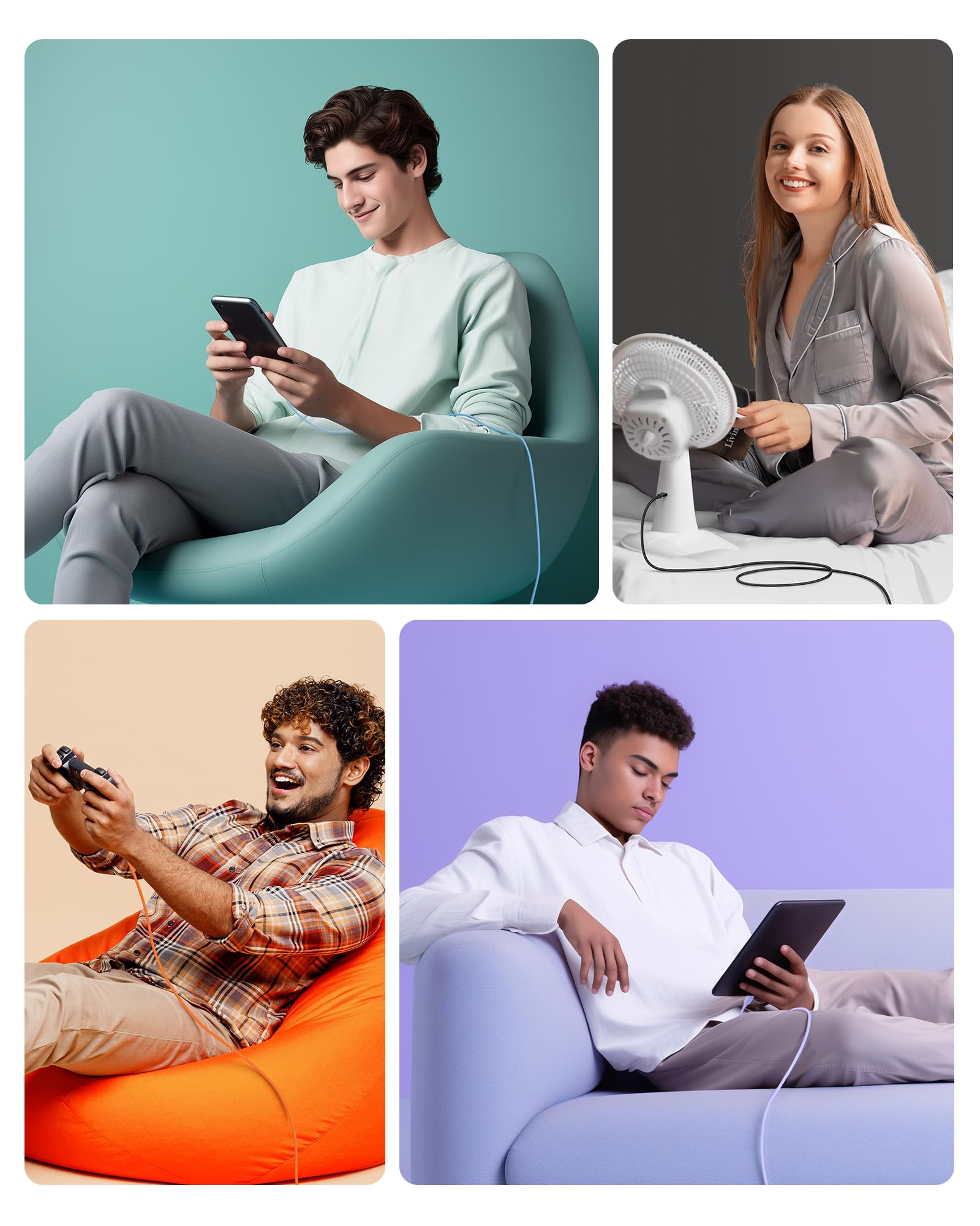 Cable Matters Cable Matters 3-Pack 6ft Flexible USB A to USB C Cable White for iPhone 16 15 Pro Max Plus Galaxy S23 Apple CarPlay Android Auto - View 6 of 7