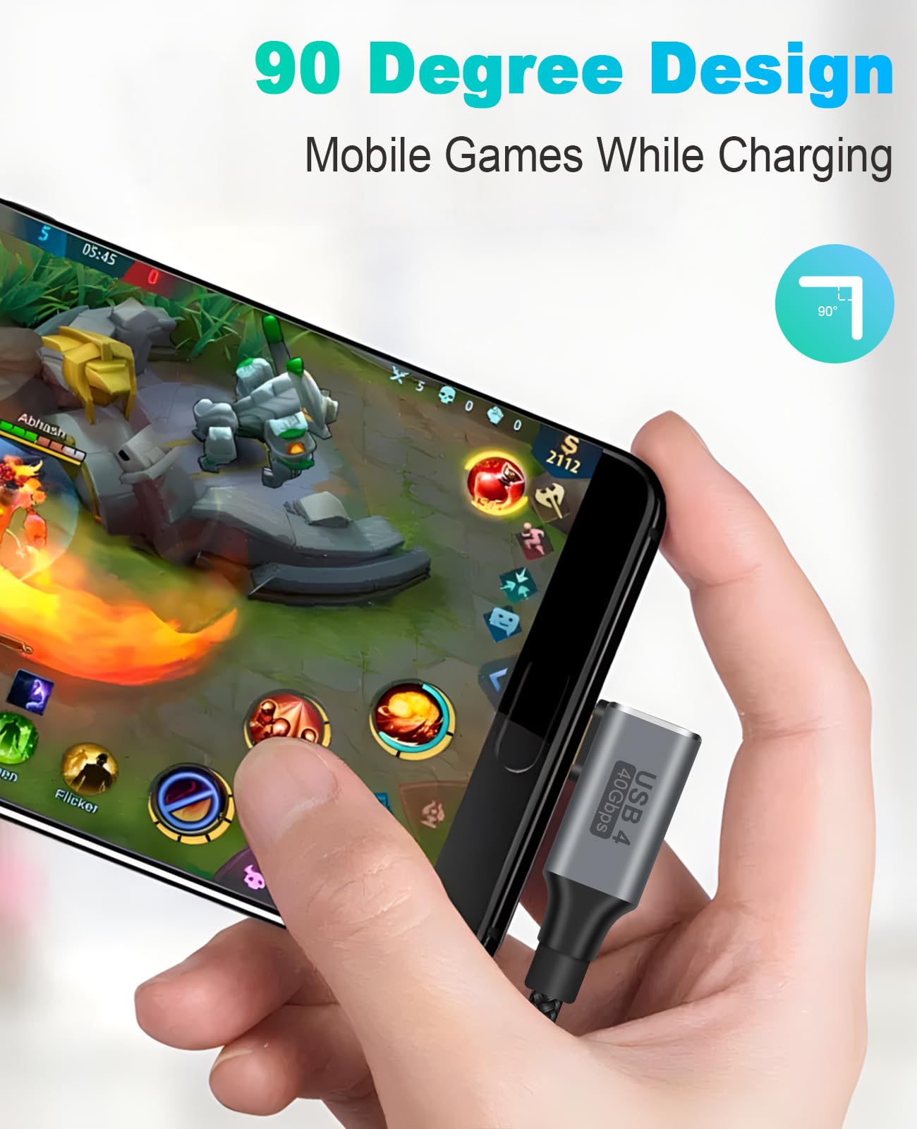 Poyiccot Buy Poyiccot 1.5ft USB C Right Angle Cable 100W - 40Gbps, 8K Video Support for MacBook Pro - View 4 of 7