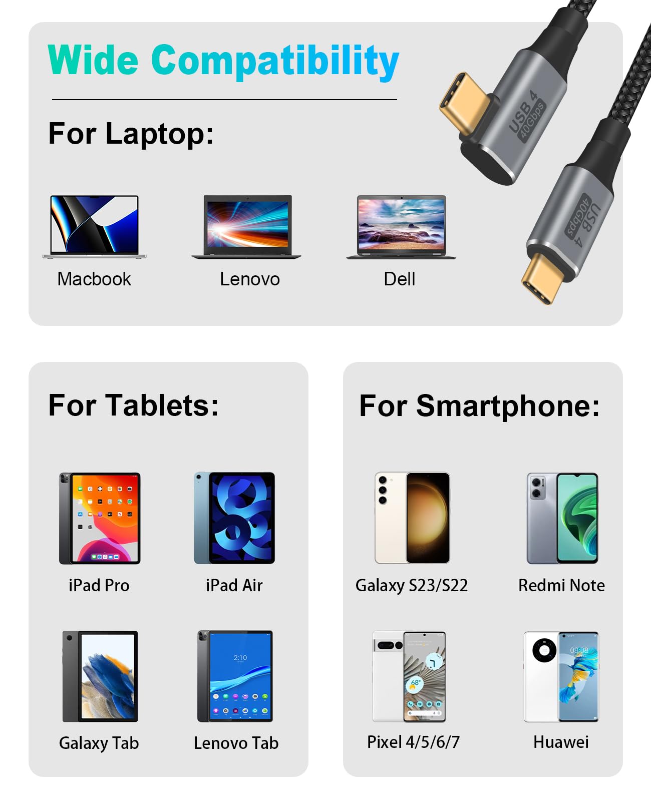 Poyiccot Buy Poyiccot 1.5ft USB C Right Angle Cable 100W - 40Gbps, 8K Video Support for MacBook Pro - View 5 of 7