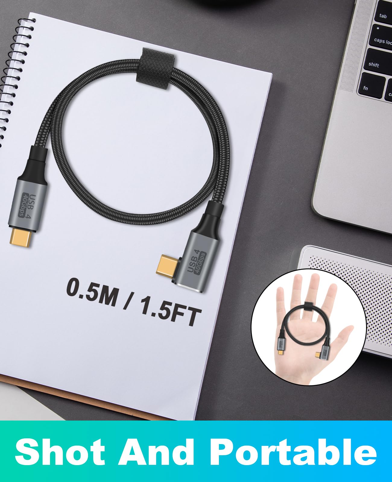 Poyiccot Buy Poyiccot 1.5ft USB C Right Angle Cable 100W - 40Gbps, 8K Video Support for MacBook Pro - View 7 of 7