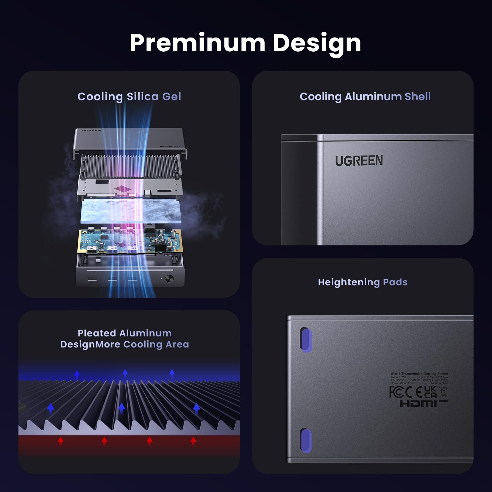 UGREEN UGREEN Revodok Max 208 Thunderbolt 4 Dock 8-in-1 Hub with Dual 4K and 8K Display Support for Mac M1 M2 M3 M4 Pro Max - View 9 of 9
