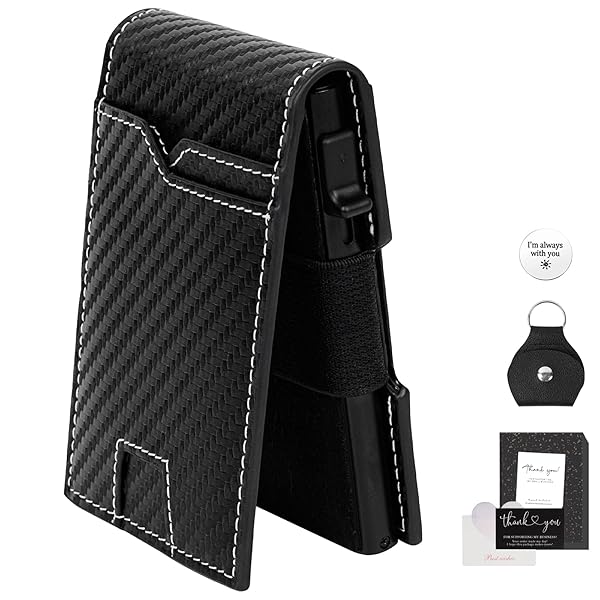 FUNGORGT FUNGORGT Mens Slim Wallet Personalized RFID Blocking Leather Sheath Minimalist Credit ID Passport Holder with Engraved Accessory and AirTag