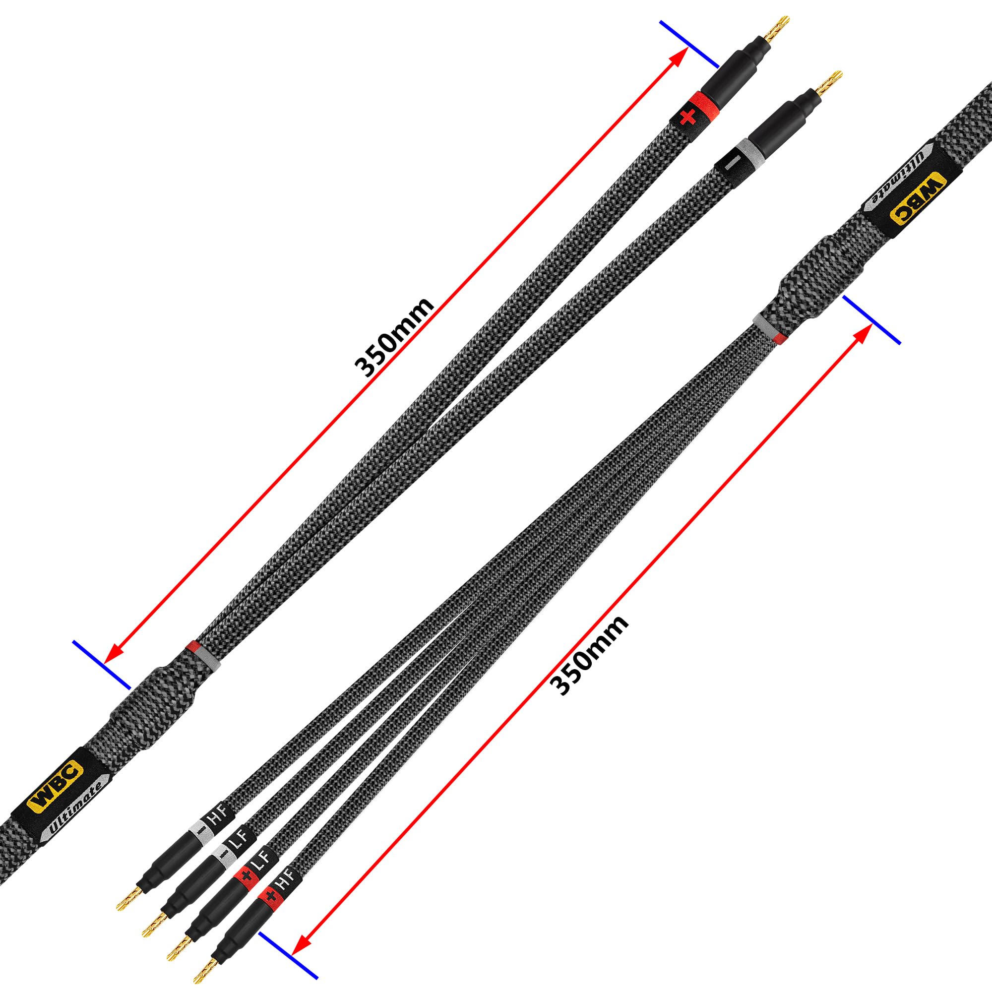 WORLDS BEST CABLES Worlds Best Cables 10 Foot Ultimate 7 AWG Ultra Pure OFC Premium Audiophile HiFi Bi Wire Speaker Cable with Eminence Gold Banana Plugs - View 8 of 9