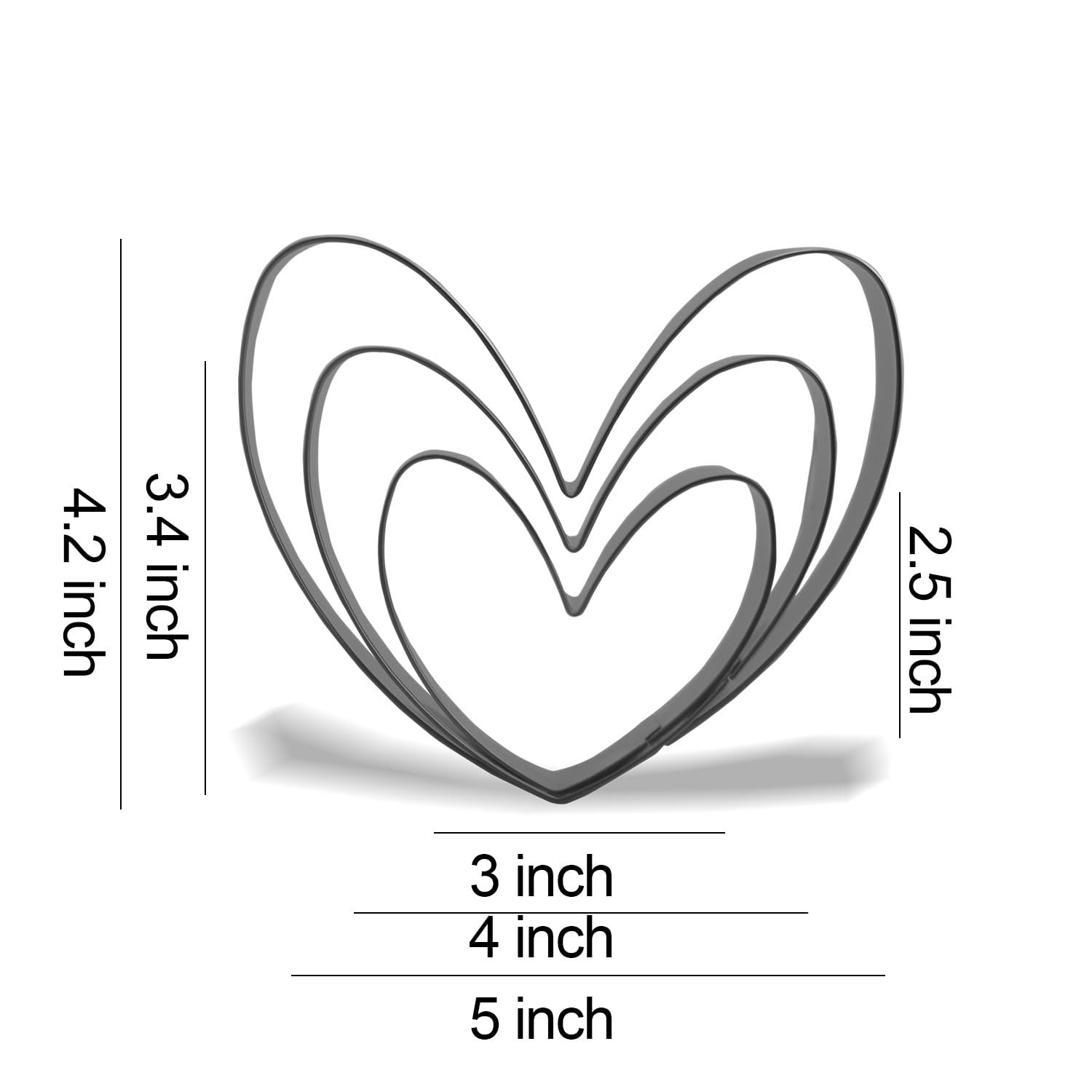 Keewah Keewah Heart Cookie Cutter Set 5 4 3 Inch 3 Piece Stainless Steel for Baking and Decorating Cookies - View 2 of 2