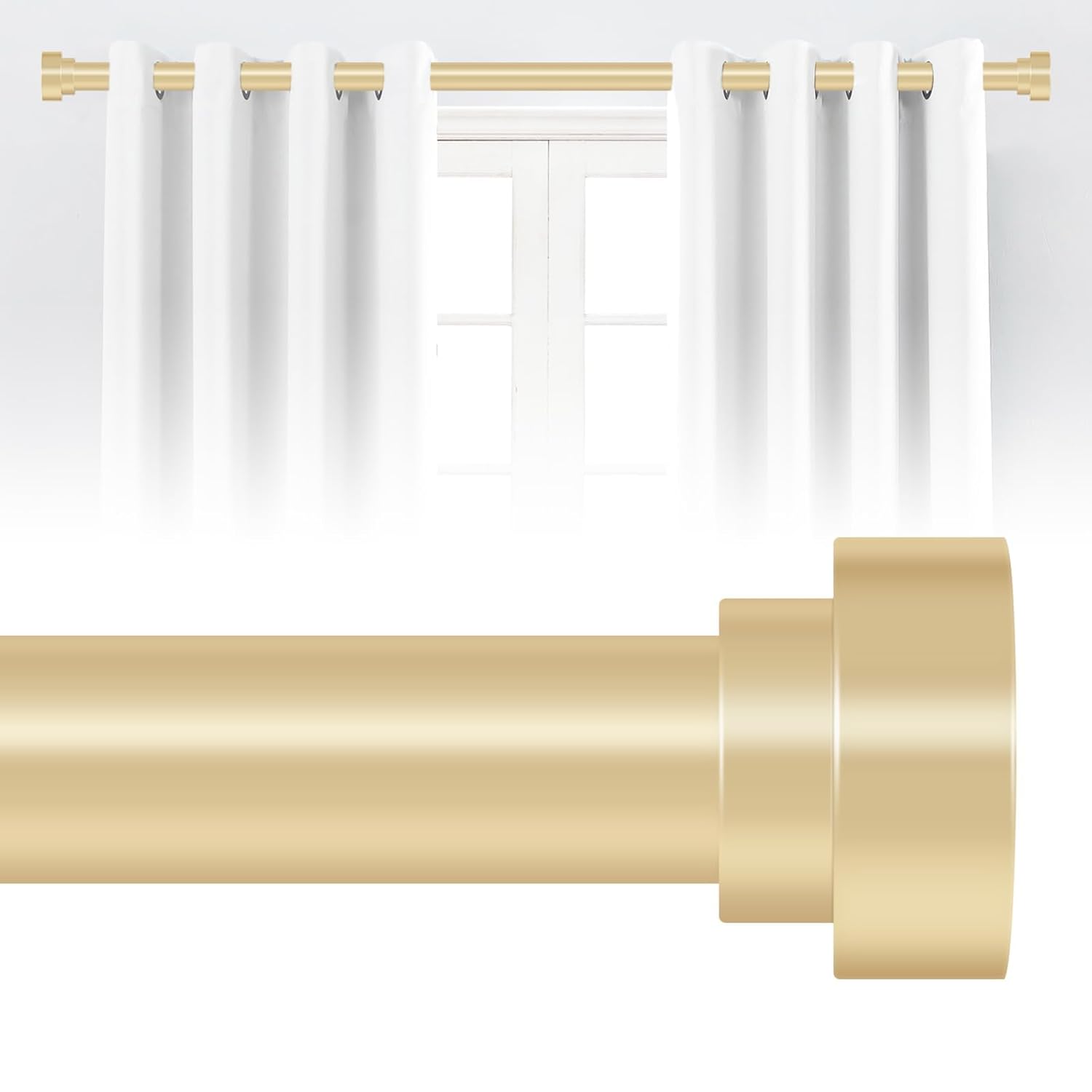 hei! dear HEI DEAR Adjustable Gold Curtain Rods 72 to 144 Inch Heavy Duty Modern Telescoping Drapery Rods for Windows