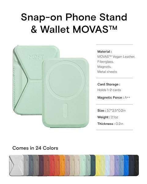 MOFT MOFT Magnetic Wallet Stand for iPhone 16/15/14/13/12 - Adjustable Angle & MagSafe Compatible - Peppermint Color - View 7 of 10