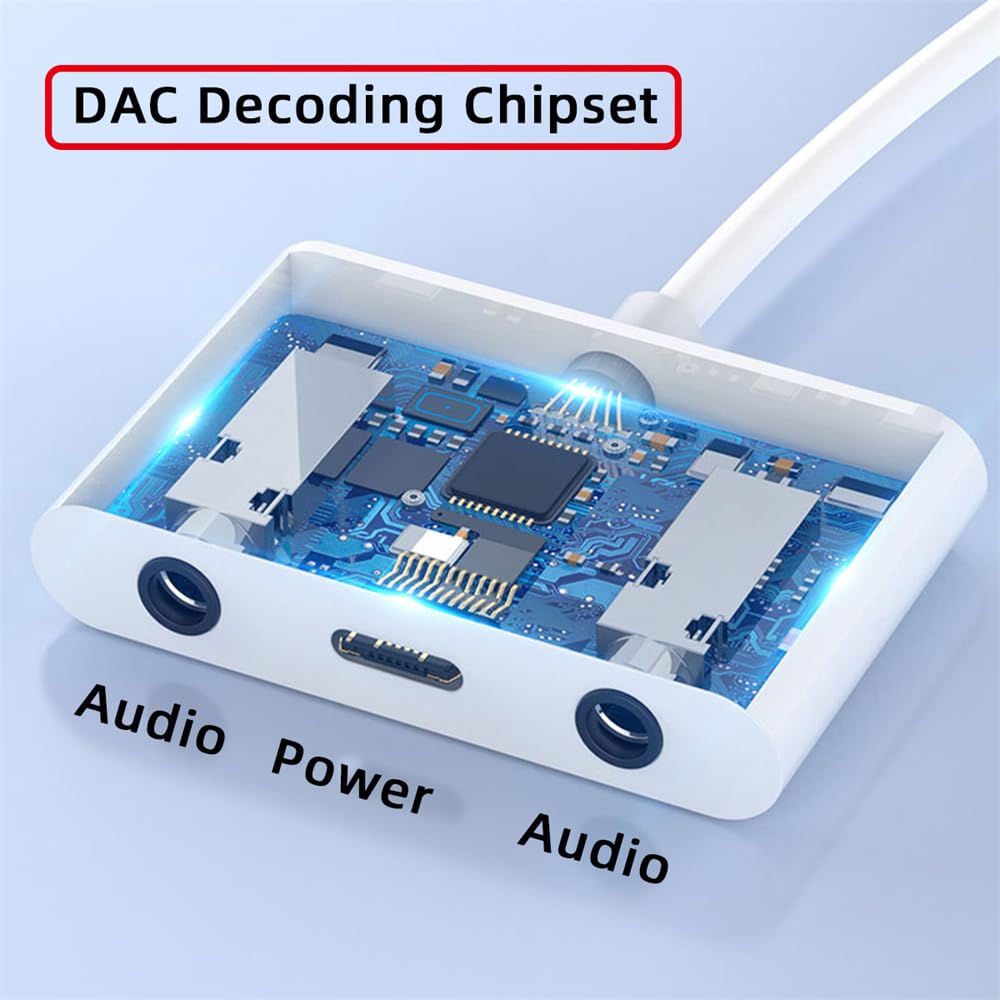 NFHK NFHK Type C USB-C Dual 3.5mm Audio AUX MIC Sound Card with PD Power Charge Adapter for Laptop Tablet Phone - View 3 of 9