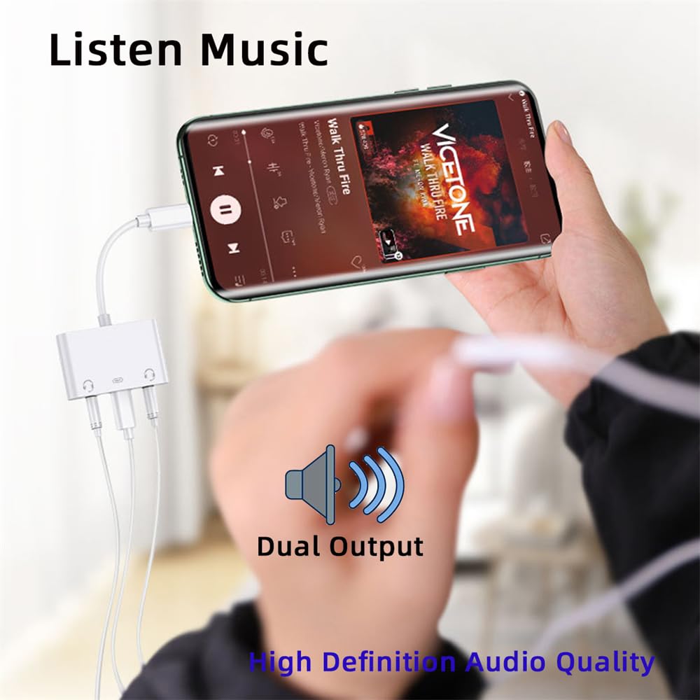 NFHK NFHK Type C USB-C Dual 3.5mm Audio AUX MIC Sound Card with PD Power Charge Adapter for Laptop Tablet Phone - View 4 of 9