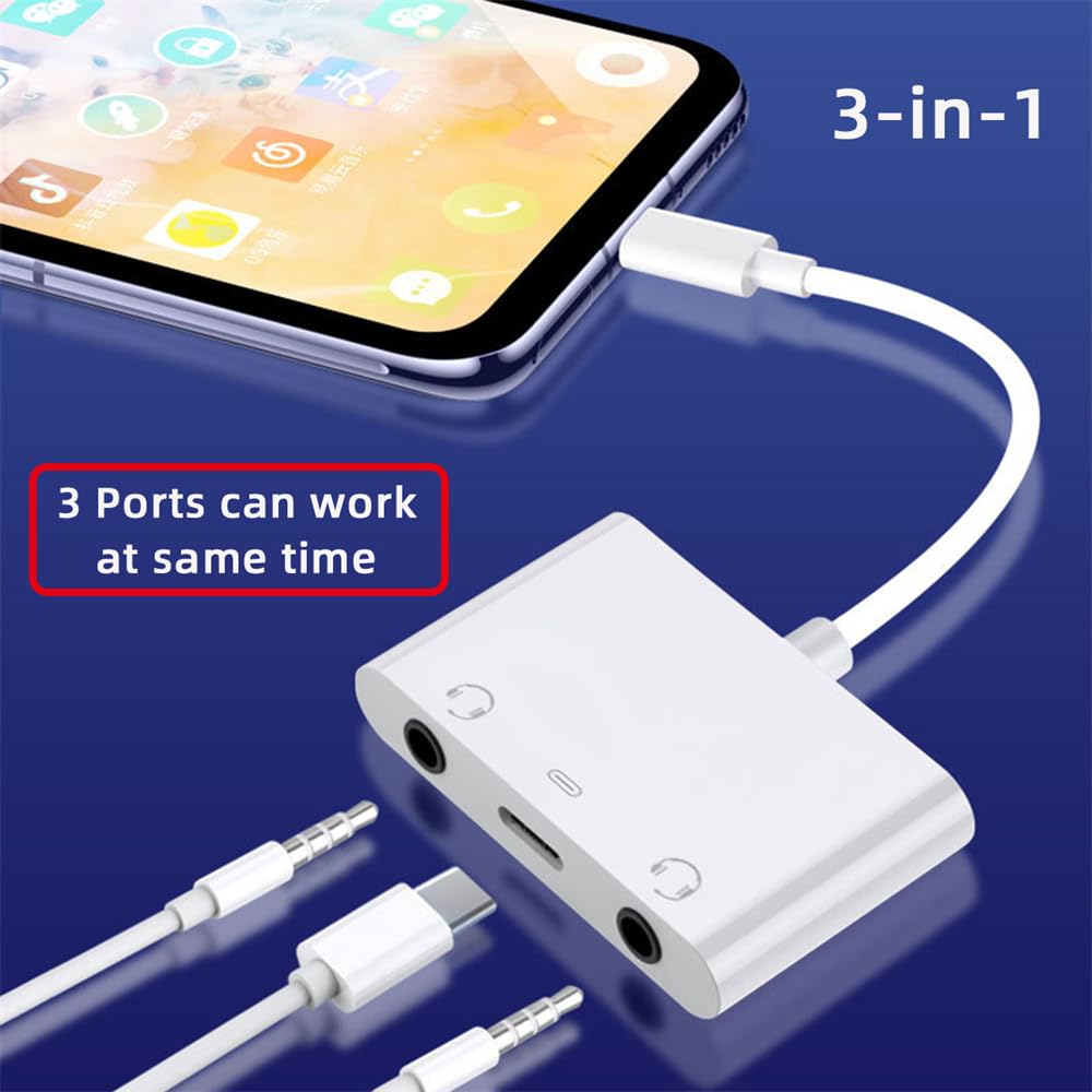 NFHK NFHK Type C USB-C Dual 3.5mm Audio AUX MIC Sound Card with PD Power Charge Adapter for Laptop Tablet Phone - View 7 of 9