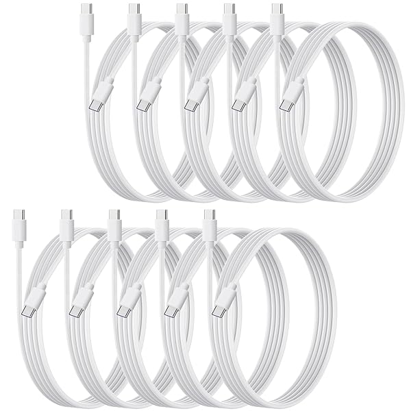 Weishan 10 Pack USB C Charger Cable Fast Charge 48W Type C Bulk Charging Cords 3.3ft White