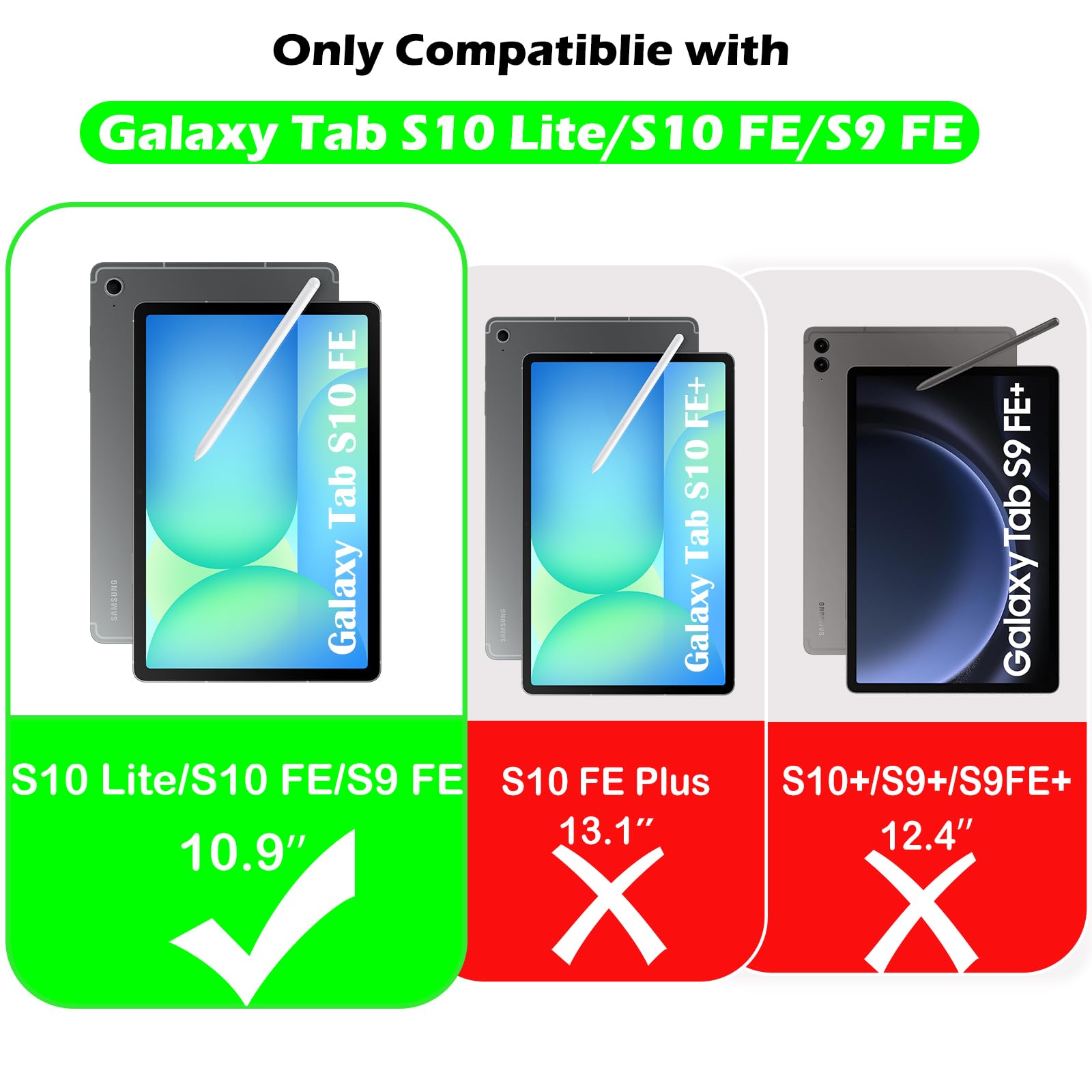 YRH YRH Galaxy Tab S9 FE 5G Case 10.9 inch Kids EVA Cover with Stand Handle for Samsung S9 FE S9 S8 S7 Tablet Purple - View 2 of 6