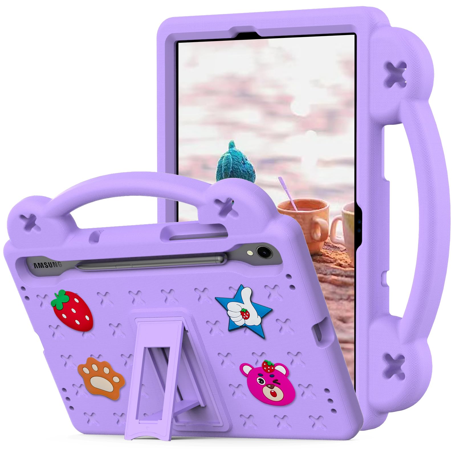 YRH YRH Galaxy Tab S9 FE 5G Case 10.9 inch Kids EVA Cover with Stand Handle for Samsung S9 FE S9 S8 S7 Tablet Purple